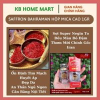 Saffron Bahraman Hộp mica cao 1gr xách gốc từ Iran. Nhụy hoa nghệ tây saffron sợi super negin tốt hơn negin, giá sỉ sll