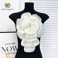 Sahrai 3D Hoa Nhiều Lớp Táo, Miếng Dán Quần Áo Hoa Ngực, Phụ Kiện Đầm Kim Cương Giả Có Pin Quần Áo Có Thể Tháo Rời Đính Trang Phục