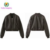 Sahrai Áo Khoác Da Nữ, Châu Âu Mỹ Hàn Quốc Sang Trọng Retro Áo Crop Coat, Áo Khoác Ngoài Áo Moto Biker Áo Ngày Lễ