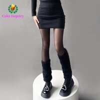 Sahrai Gothic Tay Áo Cho Bé Gái Cọc Tất Tất Bê Mùa Đông Thoải Mái Màu Trơn Giày Bốt Bao JK Đồng Phục Len Nữ Chân Ấm Áp