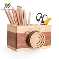 Sahrai Hộp Đựng Bút Bằng Gỗ Sáng Tạo Retro Để Bàn Hộp Bảo Quản Thủ Công Máy Ảnh Sáng Tạo Hai Lớp Trang Điểm Tổ Chức