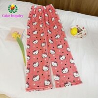 Sahrai Kitty Cat Pyjama Quần, Động Vật Rời Hoạt Hình Anime Quần, Ngọt Ngào Cao Cấp Chân Rộng Vải Co Giãn Quần Áo Ngủ Nữ Đồ Ngủ