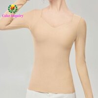 Sahrai Tay Dài Ấm Áp, Đáy Áo Sơ Mi Nữ Co Giãn Cao Cấp Giữ Nhiệt, Thời Trang Chắc Chắn Thu Đông Áo Chui Đầu Quần Lót Có Miếng Lót Nữ