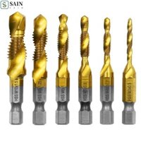 Sain 1 Bộ / 6 Cái Hợp Chất Tập, Mũi Khoan Ngắn Mạ Titan, Máy Khoan Lục Giác Số Liệu Thép Tốc Độ Cao Xoắn Ốc Sáo Vít Chủ Đề Mũi Vít Máy Vít