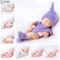 Sain Reborn Baby Doll, Búp bê tập đi tái sinh Mini thật, Búp bê sơ sinh Silicon sống động như thật Cảm ứng mềm Silicone Búp bê tái sinh Đồ chơi trẻ mới biết đi