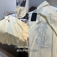 Saintlaurent7435 Kem Vàng Áo Sơ Mi Nữ Tay Dài Lười Phong Cách Thường Ngày Mỏng Chống Nắng Áo Sơ Mi