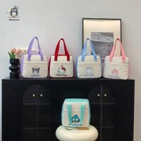 [Sajenh] Túi đựng hộp cơm trưa Sanrio Hello Kitty mới Kawaii Hangyodon Dung tích lớn Sinh viên Kuromi My Melody Cinnamoroll Túi Bento cách nhiệt Mới