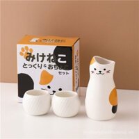 Sake Bộ ly rượu trắng Nhật Bản siêu dễ thương hoạt hình tươi mát ly rượu nhỏ Nhật Bản xuất khẩu hộp nguyên bản