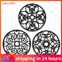 Sakurabc 3pcs/set Modern Kitchen Trivets Waterproof Hollow Carved High Temperature Resistance Round