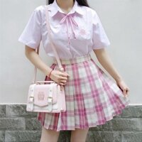 Sakurano Riêng Tsuki Xijia jk Đồng Nhất Áo Sơ Mi Tay Ngắn Mới Sọc Áo Sơ Mi Nữ Trường Cung Cấp Hàng Đầu