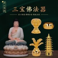 Sakyamuni Phật A Di Đà Dược Sư Hợp Kim Sambo Phật Thảo Dược Chậu Sen Chùa Bát Phụ Kiện 12.20