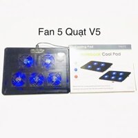 [SALE 10%] Quạt tản nhiệt, đế laptop V5 5 fan