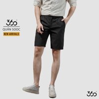 SALE 10.10 _ SALE 9-9 | ĐỒ NGON | Quần sooc vải nam 360 BOUTIQUE cạp chun, màu đen - QSVTK005 🌠 >_> - . .