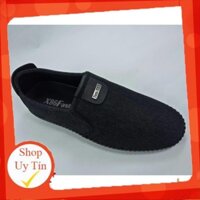 sale 12-12 [Chuẩn Nam Tính] Giày lười vải jean nam màu đen đế khâu chắc X86fashion-VJEAN01 [Shop Uy Tín]
