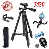 [SALE 40%] Combo 5 món Tripod TF 3120 + Gá kẹp 001 + REMOTE Bluetooth + Chân đế bạch tuột + Túi đựng Tripod - ZAMESS