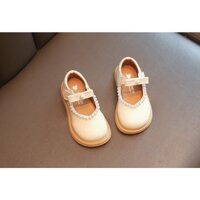 [SALE 50%] Giày búp bê cho bé gái G001 giày cho bé gái màu kem đính ngọc, bé mang phối áo dài lễ tết, váy cho bé cực yêu