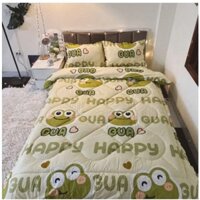 SALE 69K Bộ ga gối poly 1,6m HELLO KITTY CHẤM BI TO