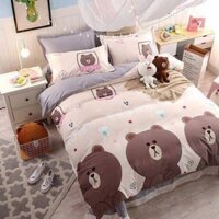 SALE 69K Bộ ga gối poly 1,6m ba con gấu brown