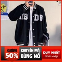 SALE Áo khoác bomber jacket Kaki 2 lớp dày dặn - Áo bóng chày HH-08 form rộng phối chữ Ulzzang nam nữ đều mặc được