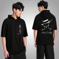 SALE - Áo thun Hoodie tay lỡ Luffy One Piece ANime có mũ dáng unisex