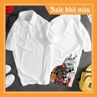 SALE- Áo Thun Nam Có Cổ MH212 Polo Trắng Mèo Hút Thuốc Mặc Áo Khoác Nhiều Hình Đuôi Áo [40kg-110kg]