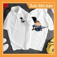 SALE- Áo Thun Nam Có Cổ MH223 Polo Trắng Shin Yasuo và Chó Sau Lưng Ngực Trái [40kg-110kg]