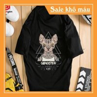 SALE- Áo thun nam tay lỡ DT302 Mèo Gangster Trước Ngực [40kg-110kg] 100% Cotton