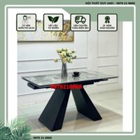 SALE Bàn Ăn Cơm Gia Đình Mở Rộng Chân A T90,Sắt Sơn Tĩnh Điện,Mặt Đá Ceramic Bóng,Nhập Khẩu Nguyên Chiếc(Chưa bao ghế)