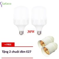 (SALE) Bộ 2 bóng đèn led trụ 30 W siêu sáng siêu tiết kiệm điện tặng 2 chuôi đèn E27 .