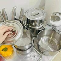 [SALE] Bộ 5 nồi inox không quai tiện lợi( Sẵn hàng)