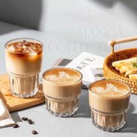 SALE Bộ 6 Cốc Ly thuỷ tinh 2 tầng đế đáy khía sọc dễ thương uống cafe bạc xỉu, cốc thuỷ tinh chịu nhiệt decor quán cafe