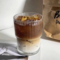 SALE Bộ 6  Cốc Ly thuỷ tinh sọc 2 tầng H015, ly thuỷ dung tích 400ml  cốc cà phê đá, trà , nước ép
