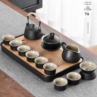 [SALE] Bộ ấm trà Xiangye, ấm và tách trà gốm đen phong cách Nhật Bản gia dụng, một bộ khay trà dầm