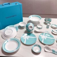 [SALE] Bộ bát đĩa Jingdezhen sứ xương Bộ đồ ăn bằng gốm sứ Châu Âu Bát sứ gia dụng Tiffany Quà tặng