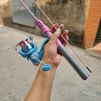 sale Bộ Cần Câu Lure UL HAUTTON Hồng Cánh Sen Pu chống Xoắn kèm máy câu BSS 1500s siêu đẹp big sale