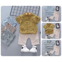 [SALE] BS65⚡Size6-23kg⚡Đồ Bộ cho bé trai. Quần kaki + áo sơ mi ngắn tay chấm bi⚡HÀNG QUẢNG CHÂU CAO CẤP⚡