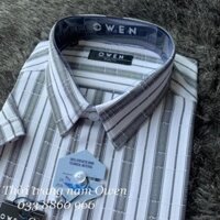 Sale Chính Hãngt OWEN - Áo sơ mi ngắn tay Owen body fit kẻ xám 90589 hot 🌺 neww * %