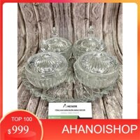 SALE CUỐI NĂM Âu Thố hũ thủy tinh đựng mứt hạt dưa tròn vân đá khía có nắp dày dặn chất lượng giá rẻ (NH)
