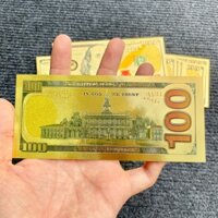 ⭐SALE CUỐI NĂM⭐ Sỉ 100 Tờ Lá Vàng Tiền 100 Usd Plastic Mạ Vàng, Lì Xì Tết, Phát Lộc Phong Thuỷ May Mắn