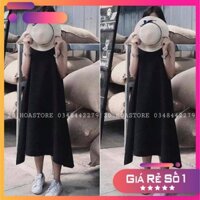 SALE -  ĐẦM ĐEN SUÔNG DÀI DÁNG RỘNG - VÁY MAXI ĐEN KHOÉT NÁCH BA LỖ ULZZANG