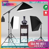 SALE Đèn Chụp Ảnh Sản Phẩm, Bộ Đèn Studio, quay phim, Livestream chuyên nghiệp, chân đèn cao 2m kèm Softbox 50x70cm