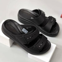 [SALE] Dép Nhựa Nữ 2 Quai Cài Khuy, Đế Xuồng Cao 7 cm, Đi Mưa,Chống Trơn Trượt Brooklyn