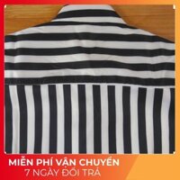 (sale giá sốc) Áo sơ mi nam Hàn Quốc tay dài màu trắng sọc đen 056