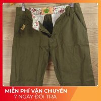(sale giá sốc) Quần kaki nam ngắn thời trang màu xanh rêu trơn 015