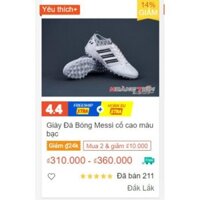 Sale Giày Đá Bóng Cổ Cao Messi trắng đỏ (size 43) _B&% ) &