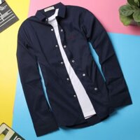 sale GIẦY đẹp Áo sơ mi nam xanh đen co giãn DD115 shopdichdich giá tốt . . "  *