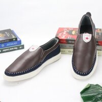 sale GIẦY đẹp Giày lười nam da nâu đế trắng thân in ngôi sao DD344 Shop ĐỊCH ĐỊCH giá tốt . . : :