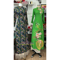 [SALE HÀNG SẴN] ÁO DÀI NỮ LỤA IN 3D KÈM QUẦN PHI TRẮNG ĐI TIỆC, ĐÁM CƯỚI, ĐÁM HỎI