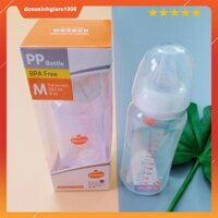 SALE LỖ Bình sữa Wesser PP 250ML kèm núm vú size M cho em bé sơ sinh và trẻ nhỏ