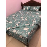 (SALE LỚN) 🌂 Full Set 5 món Chăn Ga Phủ bao gối đầu vỏ ôm Coton poly | Drap, Mền Trần Lót Bông Lá Ngọc Dày Dặn 🍀 Đủ size